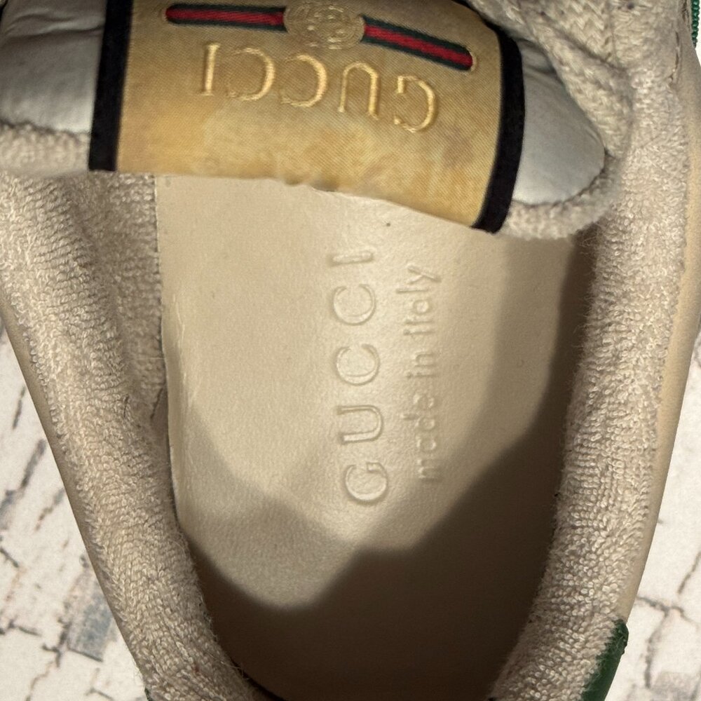 Men's Gucci Sneakers Vintage Style Green Cream Monogram - Picture 2 of 8